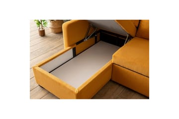 Tareen Sofa med Divan 3-personers - Sennepsgul - Møbler - Sofaer - Sovesofaer - Sovesofa chaiselong
