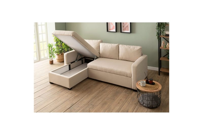Tareen Sofa med Divan 3-personers - Beige - Møbler - Sofaer - Sofa med chaiselong