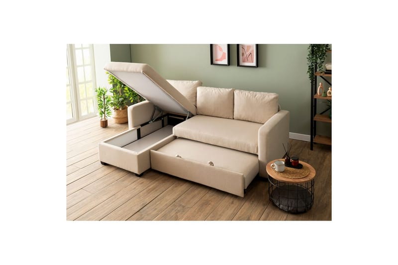 Tareen Sofa med Divan 3-personers - Beige - Møbler - Sofaer - Sofa med chaiselong