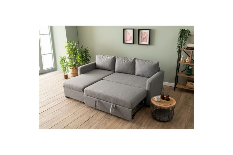 Tareen Sofa med Divan 3-personers - Lysegrå - Møbler - Sofaer - Sofa med chaiselong