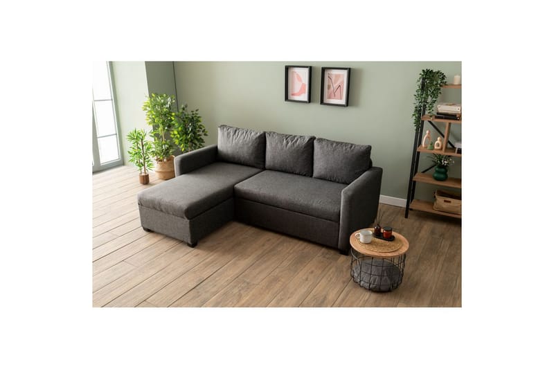 Tareen Sofa med Divan 3-personers - Mørkegrå - Møbler - Sofaer - Sofa med chaiselong