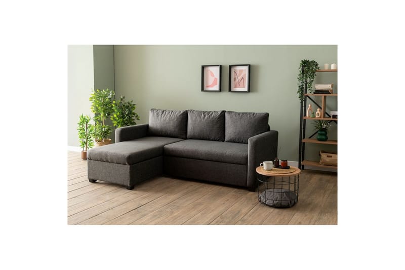 Tareen Sofa med Divan 3-personers - Mørkegrå - Møbler - Sofaer - Sofa med chaiselong