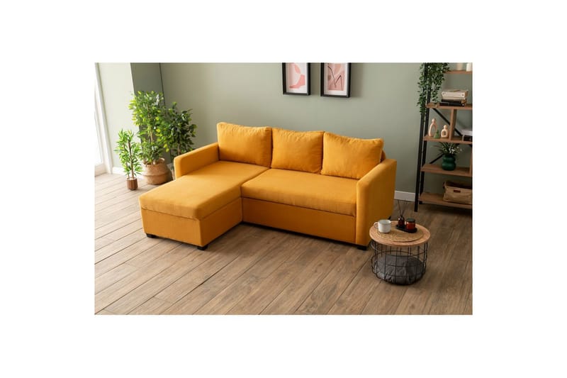 Tareen Sofa med Divan 3-personers - Sennepsgul - Møbler - Sofaer - Sofa med chaiselong