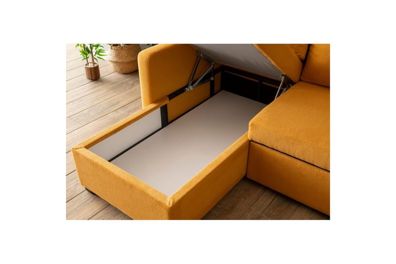 Tareen Sofa med Divan 3-personers - Sennepsgul - Møbler - Sofaer - Sofa med chaiselong
