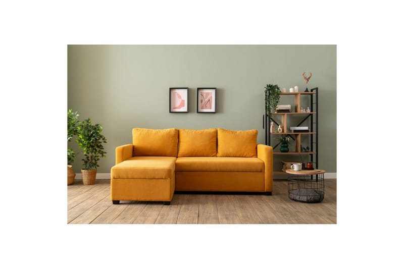 Tareen Sofa med Divan 3-personers - Sennepsgul - Møbler - Sofaer - Sofa med chaiselong