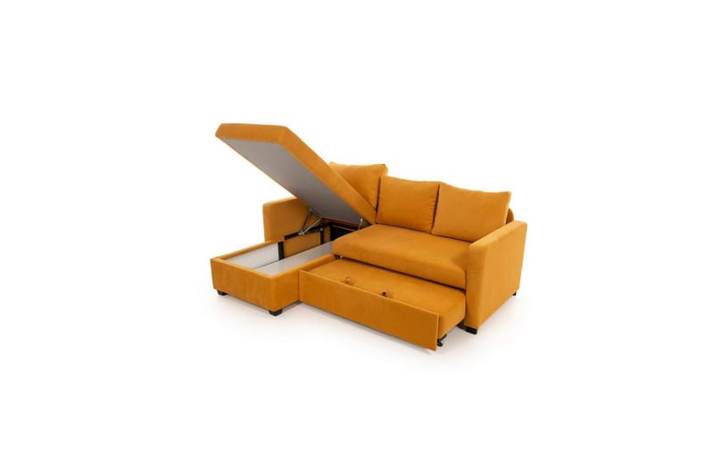 Tareen Sofa med Divan 3-personers - Sennepsgul - Møbler - Sofaer - Sofa med chaiselong