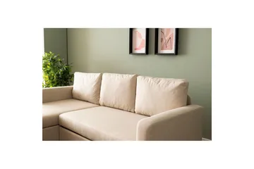 Tareen Sofa med Divan 3-personers - Beige - Møbler - Sofaer - Sovesofaer - Sovesofa chaiselong