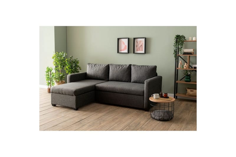 Tareen Sofa med Divan 3-personers - Mørkegrå - Møbler - Sofaer - Sofa med chaiselong