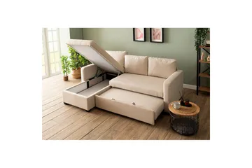 Tareen Sofa med Divan 3-personers - Beige - Møbler - Sofaer - Sovesofaer - Sovesofa chaiselong