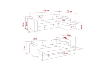 Tareen Sofa med Divan 3-personers - Mørkegrå - Møbler - Sofaer - Sovesofaer - Sovesofa chaiselong