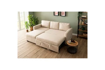 Tareen Sofa med Divan 3-personers - Beige - Møbler - Sofaer - Sovesofaer - Sovesofa chaiselong