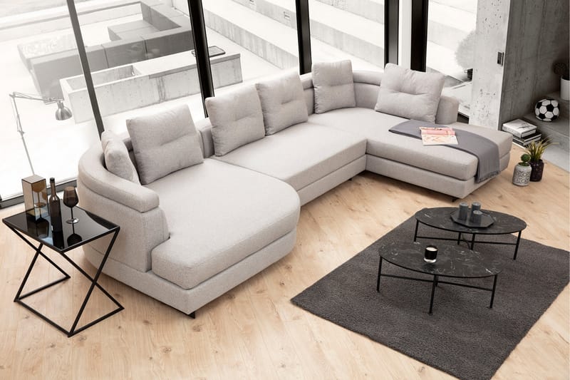 Tekawa Sofa m. Chaiselong 4-Pers. - Lysegrå - Møbler - Sofaer - Sofa med chaiselong
