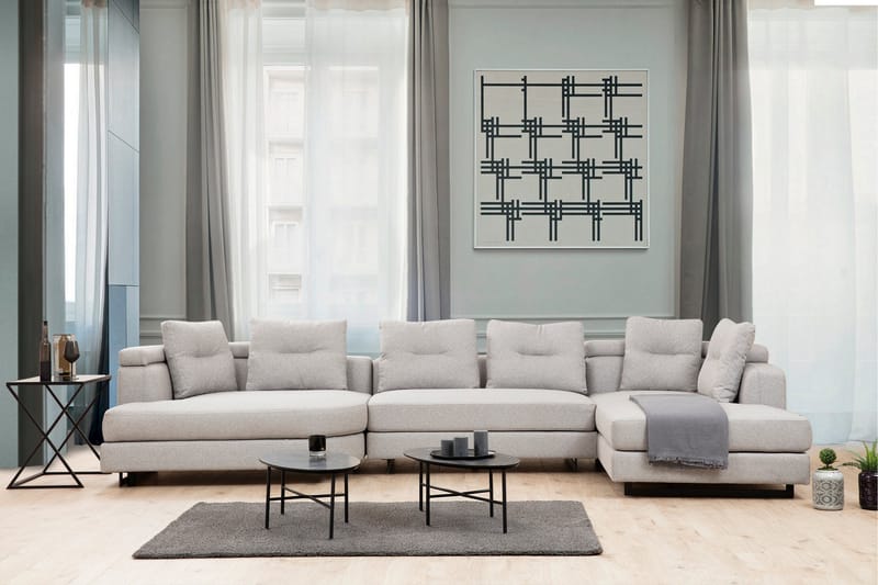 Tekawa Sofa m. Chaiselong 4-Pers. - Lysegrå - Møbler - Sofaer - Sofa med chaiselong