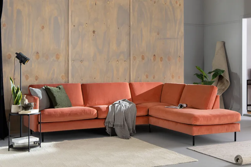 Theodin 2,5-pers. veloursofa med chaiselong Højre - Møbler - Sofaer - Sofa med chaiselong