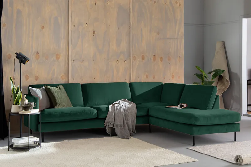 Theodin 2,5-pers. veloursofa med chaiselong Højre - Møbler - Sofaer - Sofa med chaiselong