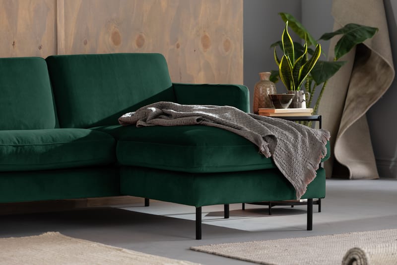 Theodin velour sofa 2-pers. med Diva højre - Sofa med chaiselong - Velour sofaer - 2-personer sofa med chaiselong