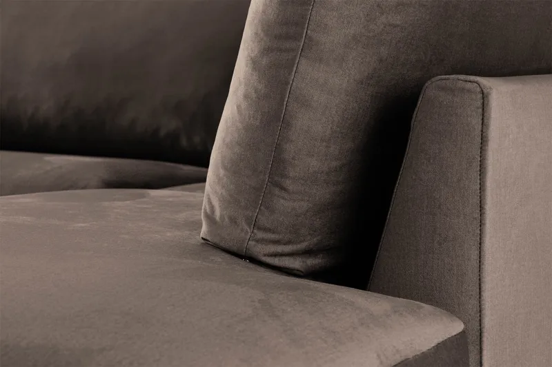 Trend 4-personers Højrevendt L-formet Chaiselongsofa i Fløjl - Brun - Møbler - Sofaer - Sofa med chaiselong