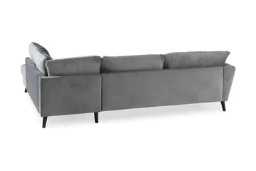 Trend 4-personers Højrevendt L-formet Chaiselongsofa i Fløjl - Lysegrå - Møbler - Sofaer - Sofa med chaiselong