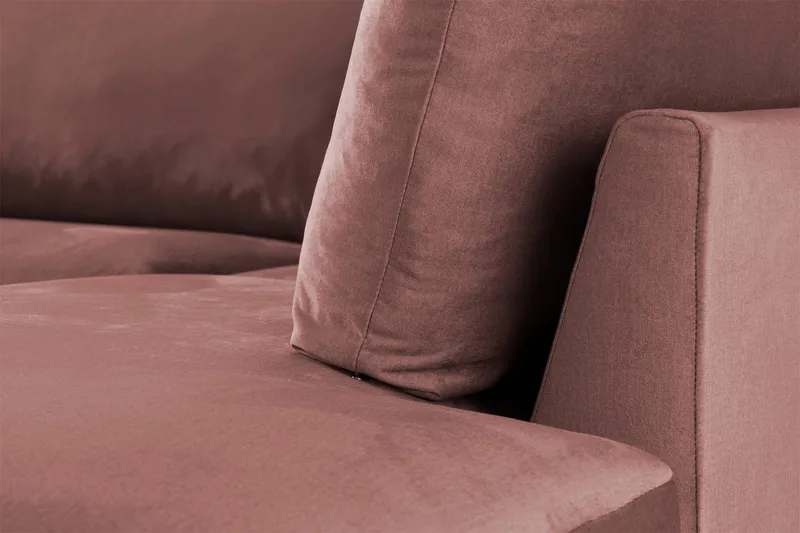 Trend 4-personers Højrevendt L-formet Chaiselongsofa i Fløjl - Rosa - Møbler - Sofaer - Sofa med chaiselong