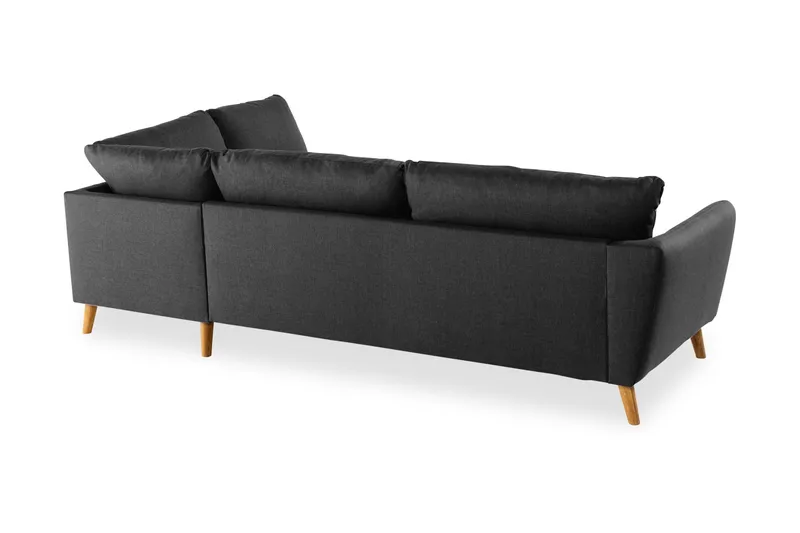 Trend 4-personers Højrevendt L-formet Chaiselongsofa i Stof - Sort - Møbler - Sofaer - Sofa med chaiselong