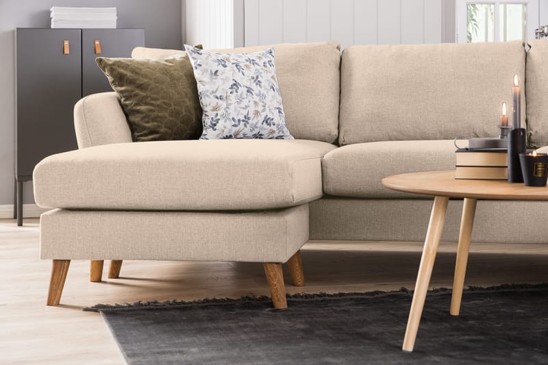 Trend 4-personers Venstrevendt L-formet Chaiselongsofa i Stof - Beige - Møbler - Sofaer - Sofa med chaiselong