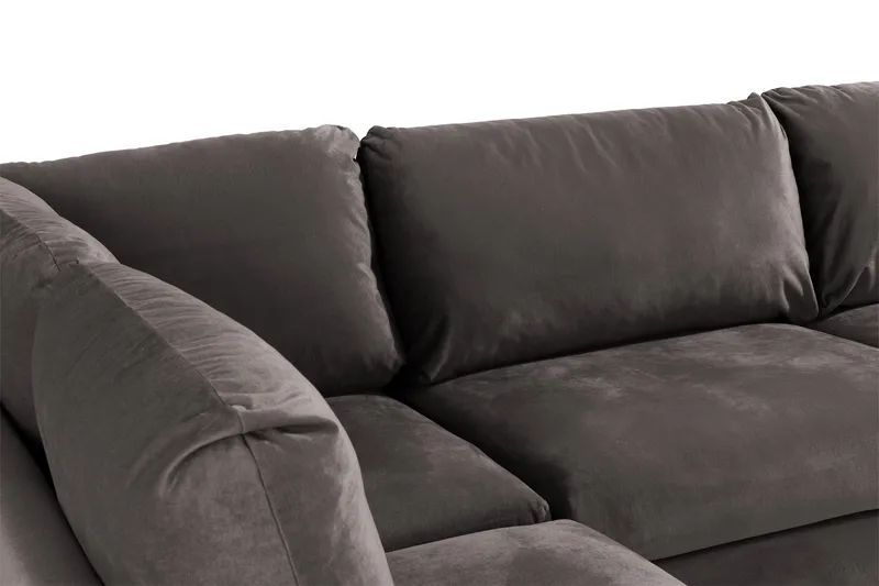 Trend 4-personers Venstrevendt L-formet Chaiselongsofa i Fløjl - Mørkegrå - Møbler - Sofaer - Sofa med chaiselong