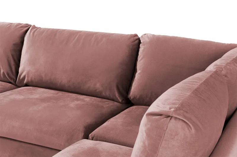 Trend 4-personers Højrevendt L-formet Chaiselongsofa i Fløjl - Rosa - Møbler - Sofaer - Sofa med chaiselong