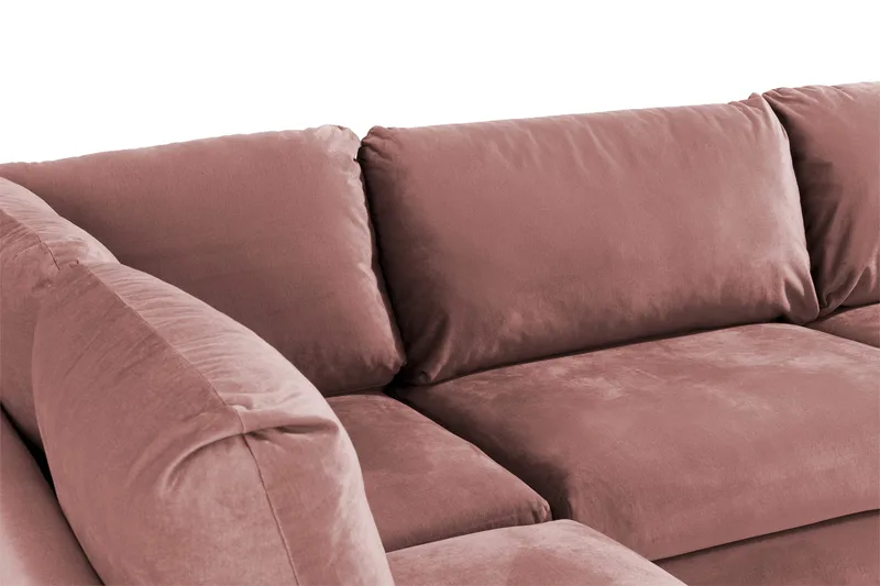 Trend 4-personers Venstrevendt L-formet Chaiselongsofa i Fløjl - Rosa - Møbler - Sofaer - Sofa med chaiselong