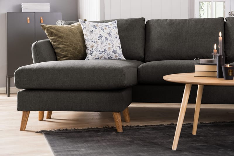 Trend 4-personers Venstrevendt L-formet Chaiselongsofa i Stof - Sort - Møbler - Sofaer - Sofa med chaiselong