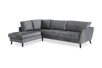 Trend 4-personers Venstrevendt L-formet Chaiselongsofa i Fløjl - Lysegrå - Møbler - Sofaer - Sofa med chaiselong