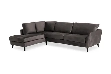 Trend 4-personers Venstrevendt L-formet Chaiselongsofa i Fløjl - Mørkegrå - Møbler - Sofaer - Sofa med chaiselong