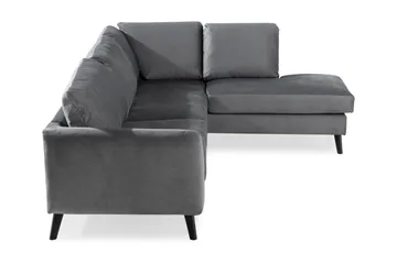 Trend 4-personers Højrevendt L-formet Chaiselongsofa i Fløjl - Lysegrå - Møbler - Sofaer - Sofa med chaiselong