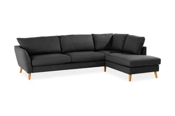 Trend 4-personers Højrevendt L-formet Chaiselongsofa i Stof - Sort - Møbler - Sofaer - Sofa med chaiselong