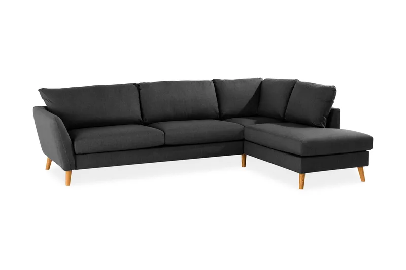 Trend 4-personers Højrevendt L-formet Chaiselongsofa i Stof - Sort - Møbler - Sofaer - Sofa med chaiselong