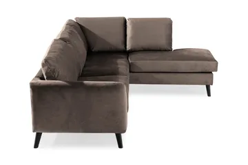 Trend 4-personers Højrevendt L-formet Chaiselongsofa i Fløjl - Brun - Møbler - Sofaer - Sofa med chaiselong