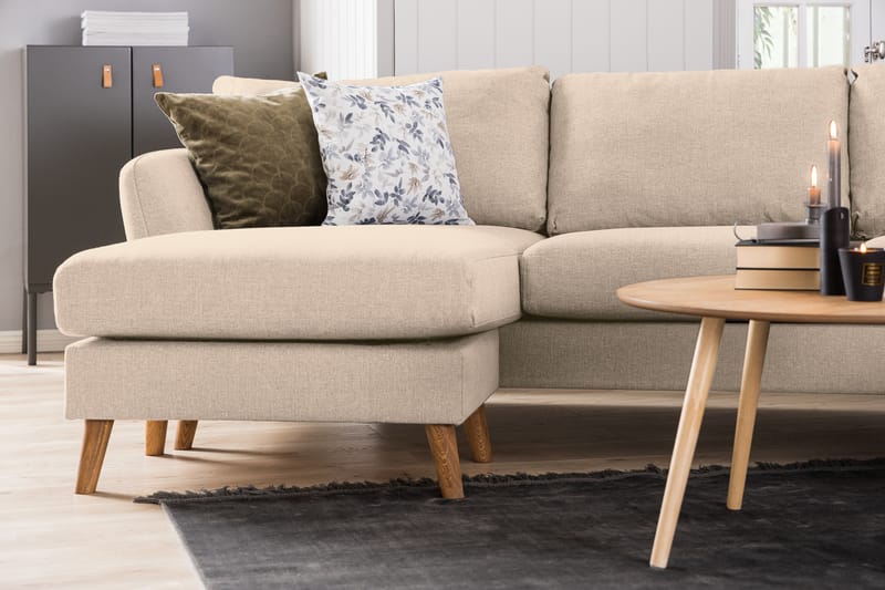 Trend 4-personers Venstrevendt L-formet Divansofa i Stof - Beige - Møbler - Sofaer - Sofa med chaiselong