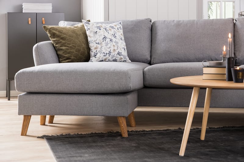 Trend 4-personers Højrevendt L-formet Chaiselongsofa i Stof - Grå - Møbler - Sofaer - Sofa med chaiselong