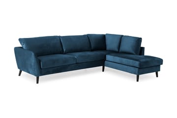 Trend 4-personers Højrevendt L-formet Chaiselongsofa i Fløjl - Blå - Møbler - Sofaer - Sofa med chaiselong