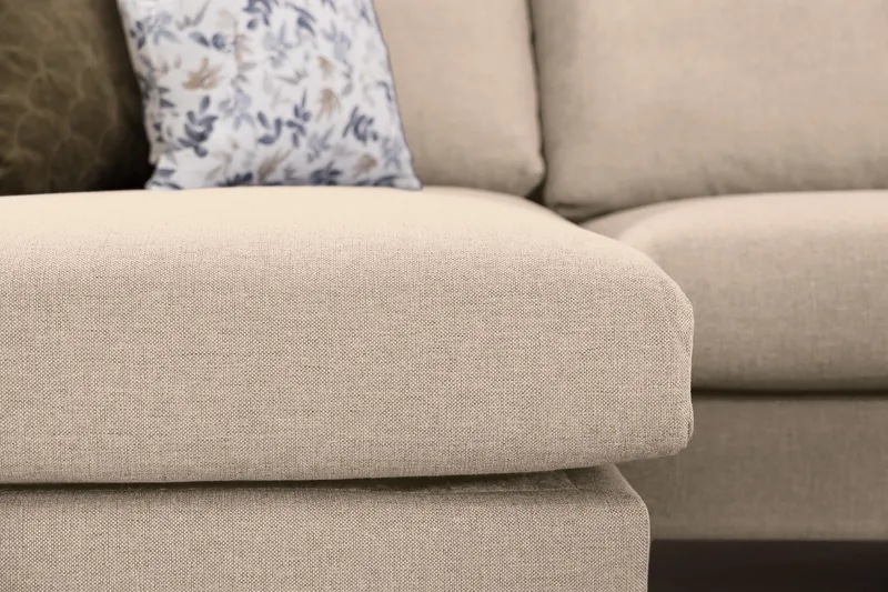 Trend 4-personers Højrevendt L-formet Chaiselongsofa i Stof 280 cm bred - Beige - Møbler - Sofaer - Sofa med chaiselong