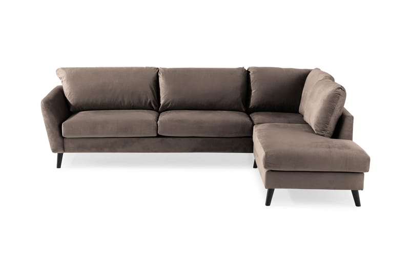 Trend 4-personers Højrevendt L-formet Chaiselongsofa i Fløjl - Brun - Møbler - Sofaer - Sofa med chaiselong