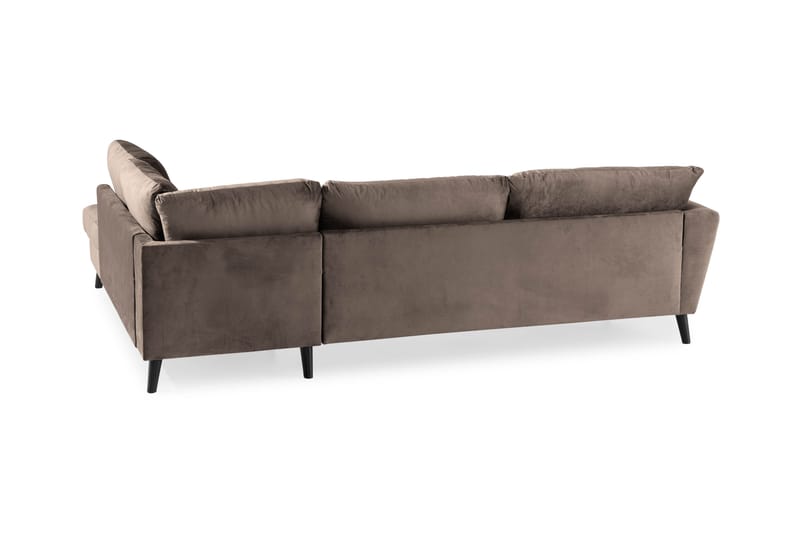 Trend 4-personers Højrevendt L-formet Chaiselongsofa i Fløjl - Brun - Møbler - Sofaer - Sofa med chaiselong
