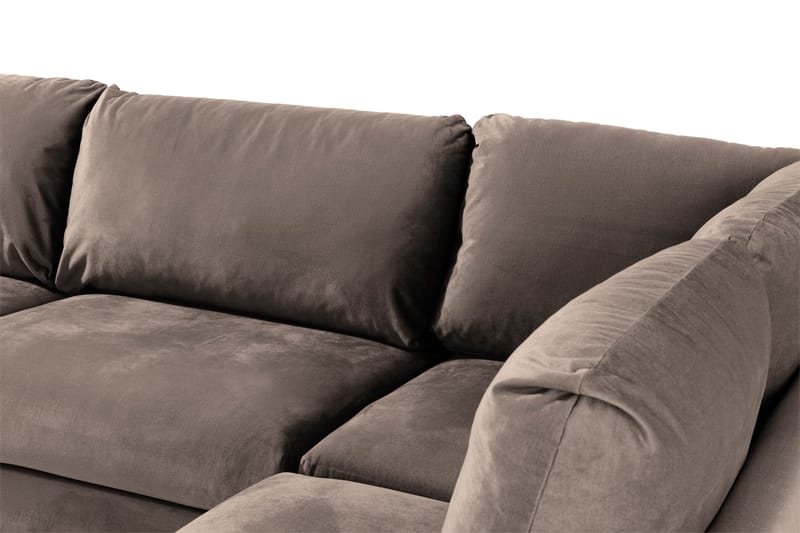 Trend 4-personers Højrevendt L-formet Chaiselongsofa i Fløjl - Brun - Møbler - Sofaer - Sofa med chaiselong