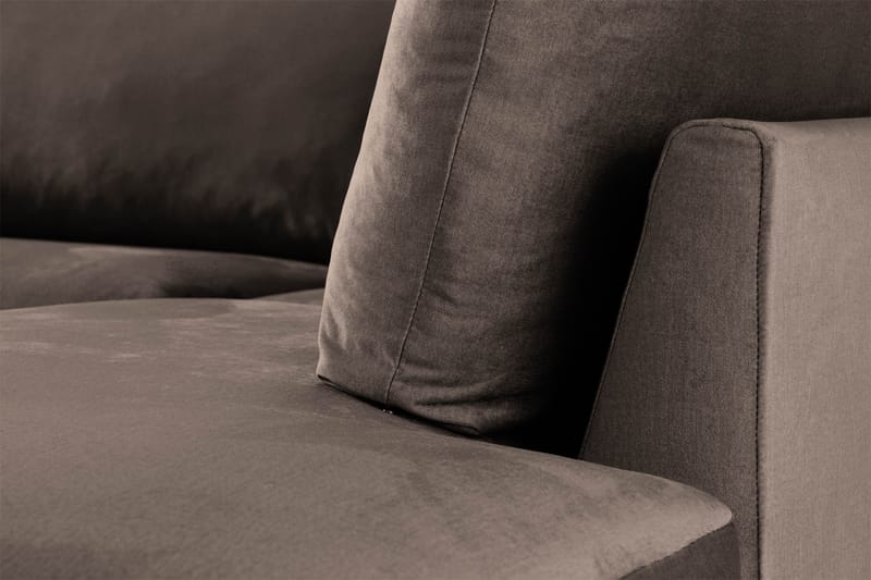 Trend 4-personers Højrevendt L-formet Chaiselongsofa i Fløjl - Brun - Møbler - Sofaer - Sofa med chaiselong