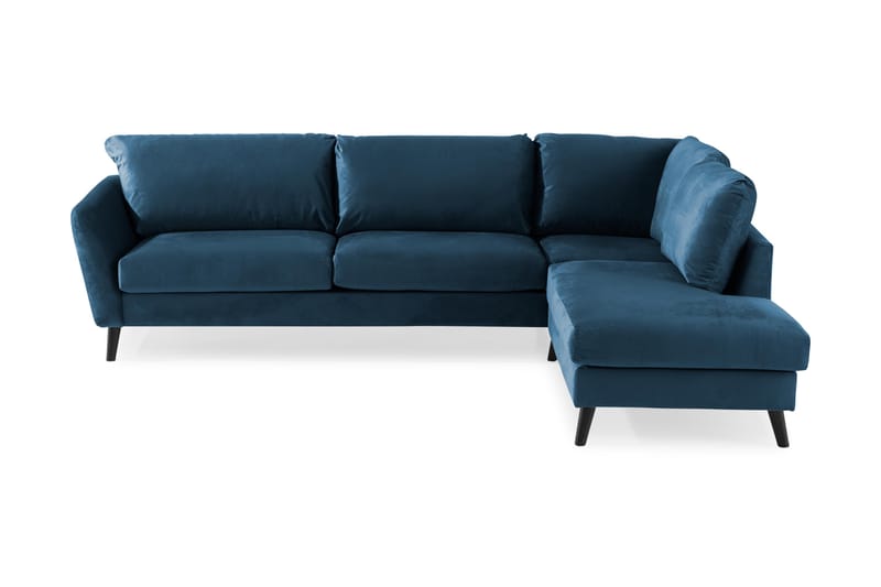 Trend 4-personers Højrevendt L-formet Chaiselongsofa i Fløjl - Blå - Møbler - Sofaer - Sofa med chaiselong