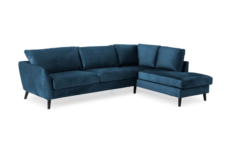 Trend 4-personers Højrevendt L-formet Chaiselongsofa i Fløjl - Blå - Møbler - Sofaer - Sofa med chaiselong