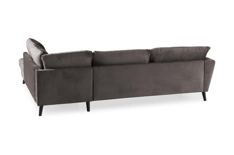 Trend 4-personers Højrevendt L-formet Chaiselongsofa i Fløjl - Mørkegrå - Møbler - Sofaer - Sofa med chaiselong