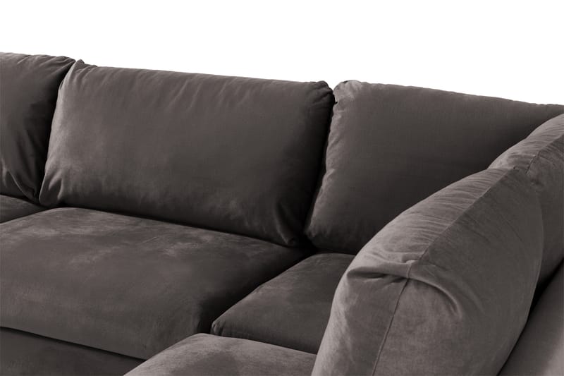 Trend 4-personers Højrevendt L-formet Chaiselongsofa i Fløjl - Mørkegrå - Møbler - Sofaer - Sofa med chaiselong