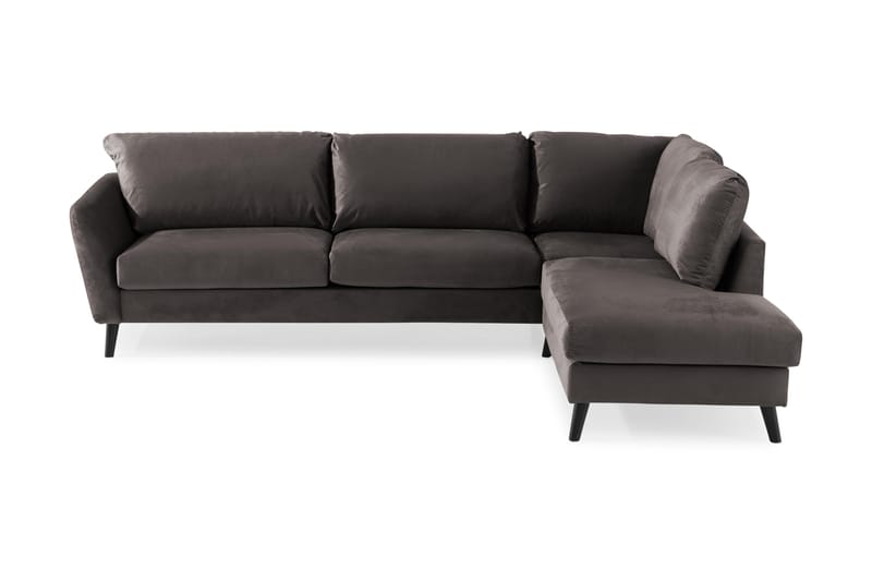 Trend 4-personers Højrevendt L-formet Chaiselongsofa i Fløjl - Mørkegrå - Møbler - Sofaer - Sofa med chaiselong