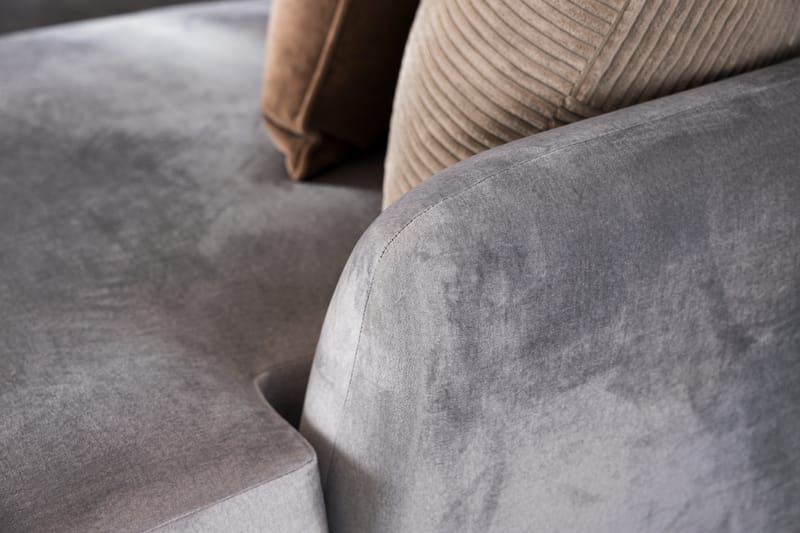Trend 4-personers Højrevendt L-formet Chaiselongsofa i Fløjl - Lysegrå - Møbler - Sofaer - Sofa med chaiselong
