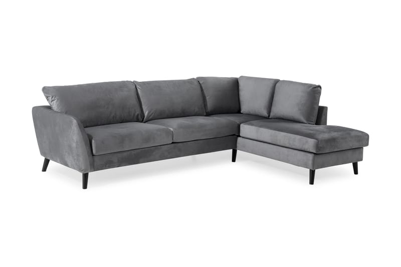 Trend 4-personers Højrevendt L-formet Chaiselongsofa i Fløjl - Lysegrå - Møbler - Sofaer - Sofa med chaiselong
